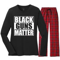 Black Guns Matter 2nd Amendment Women's Long Sleeve Flannel Pajama Set 