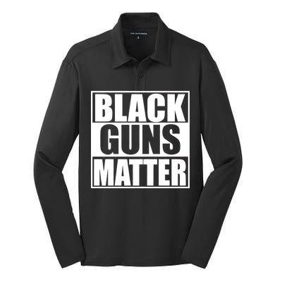 Black Guns Matter 2nd Amendment Silk Touch Performance Long Sleeve Polo