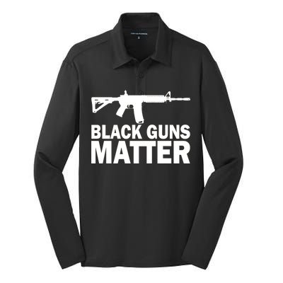 Black Guns Matter AR-15  Silk Touch Performance Long Sleeve Polo