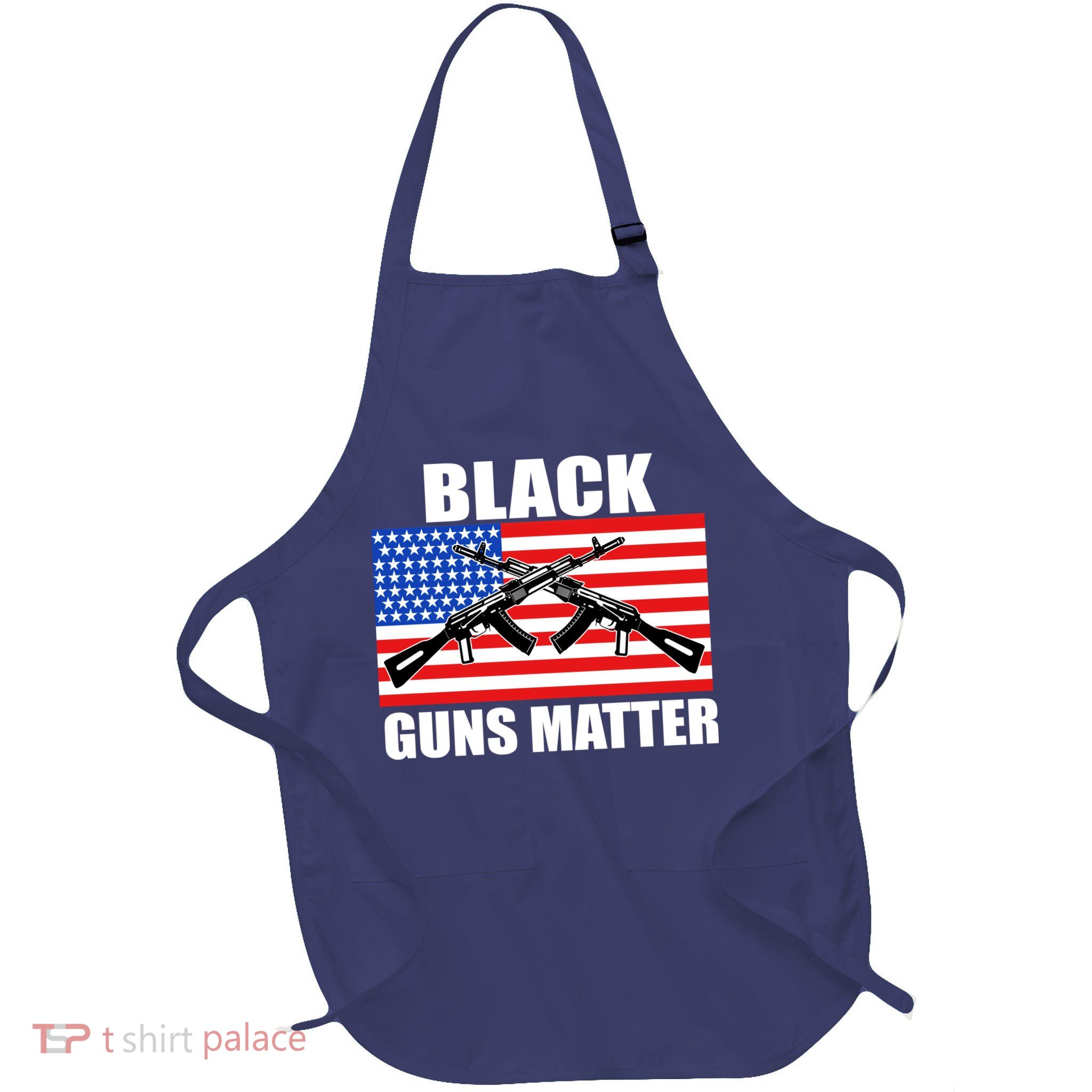 Black Guns Matter USA 2nd Amendment Full-Length Apron With Pockets