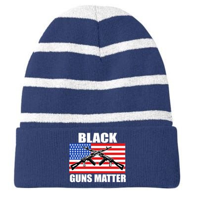 Black Guns Matter USA 2nd Amendment Striped Beanie with Solid Band