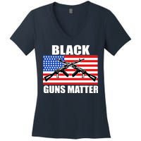 Black Guns Matter USA 2nd Amendment Women's V-Neck T-Shirt