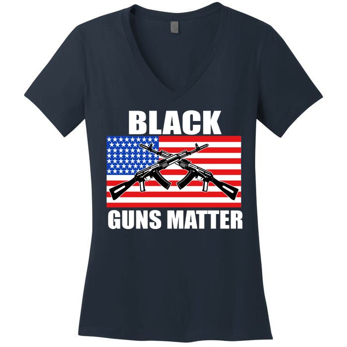 Black Guns Matter USA 2nd Amendment Women's V-Neck T-Shirt