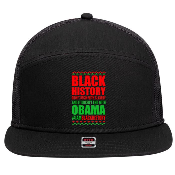 Black History Doesn't End With Obama 7 Panel Mesh Trucker Snapback Hat