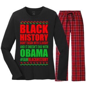 Black History Doesn't End With Obama Women's Long Sleeve Flannel Pajama Set 