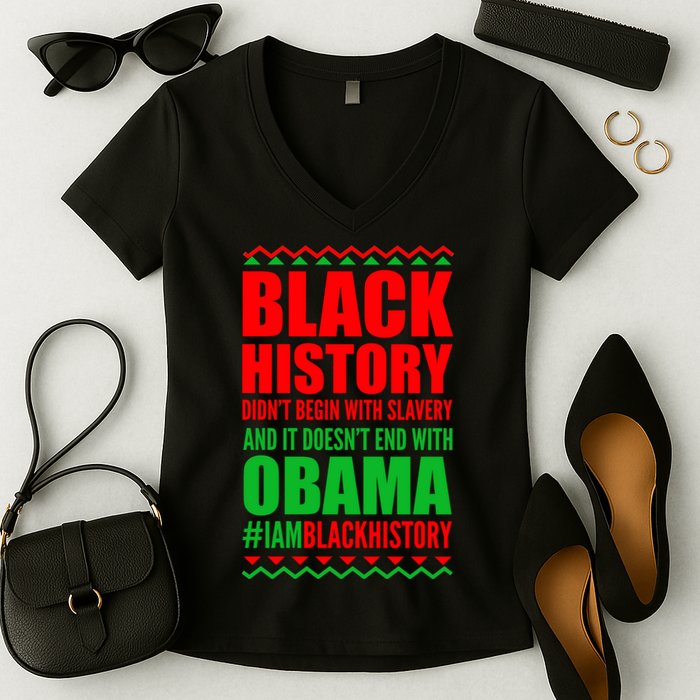Black History Doesn't End With Obama Women's V-Neck T-Shirt