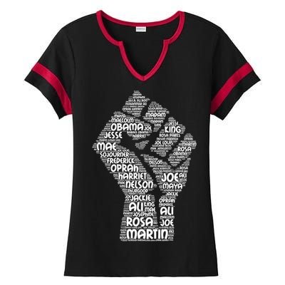 Black History Fist Of Names Tribute  Ladies Halftime Notch Neck Tee