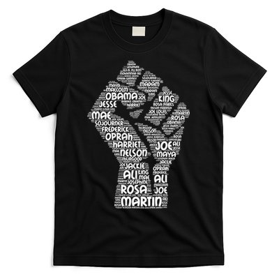 Black History Fist Of Names Tribute  T-Shirt