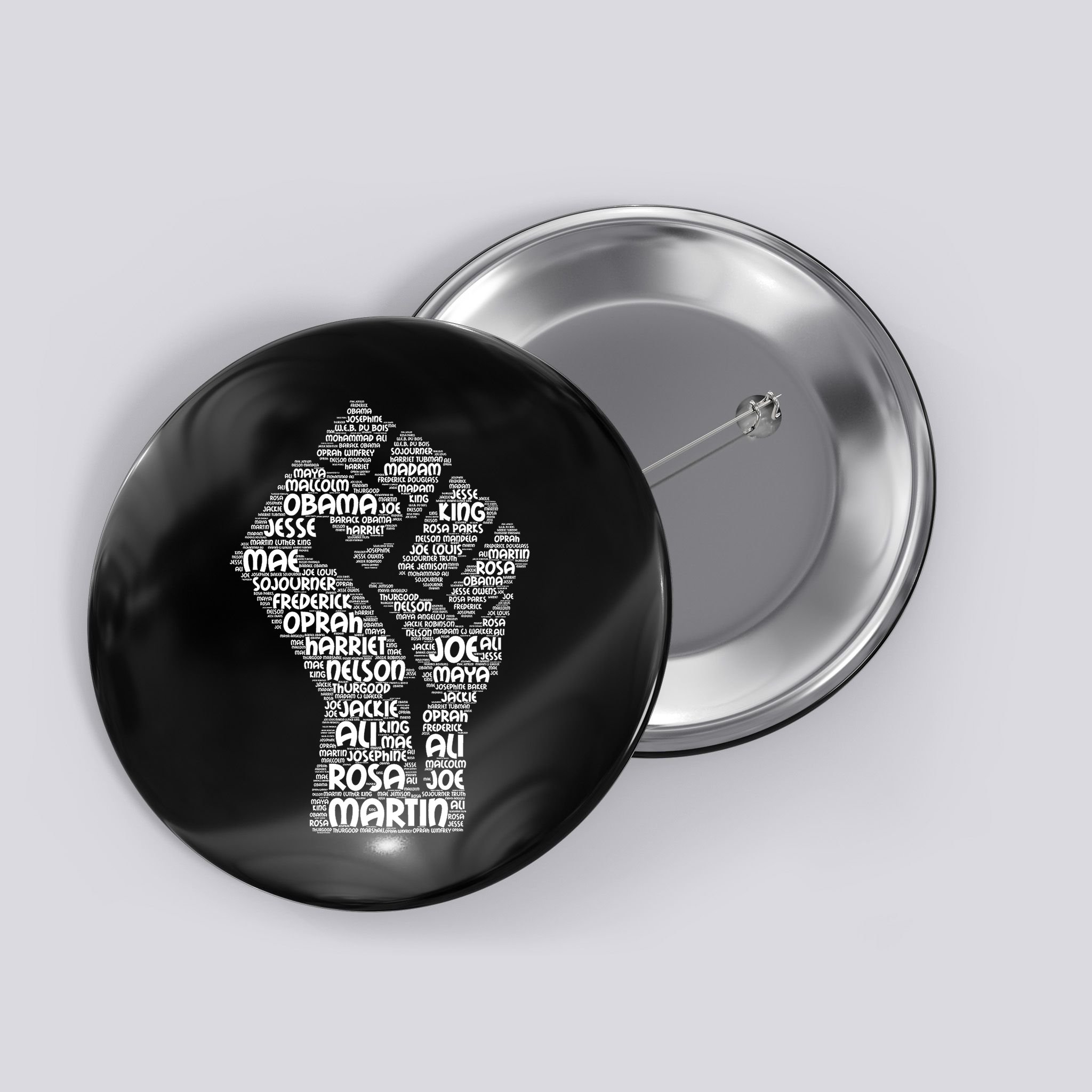 Black History Fist Of Names Tribute  Button