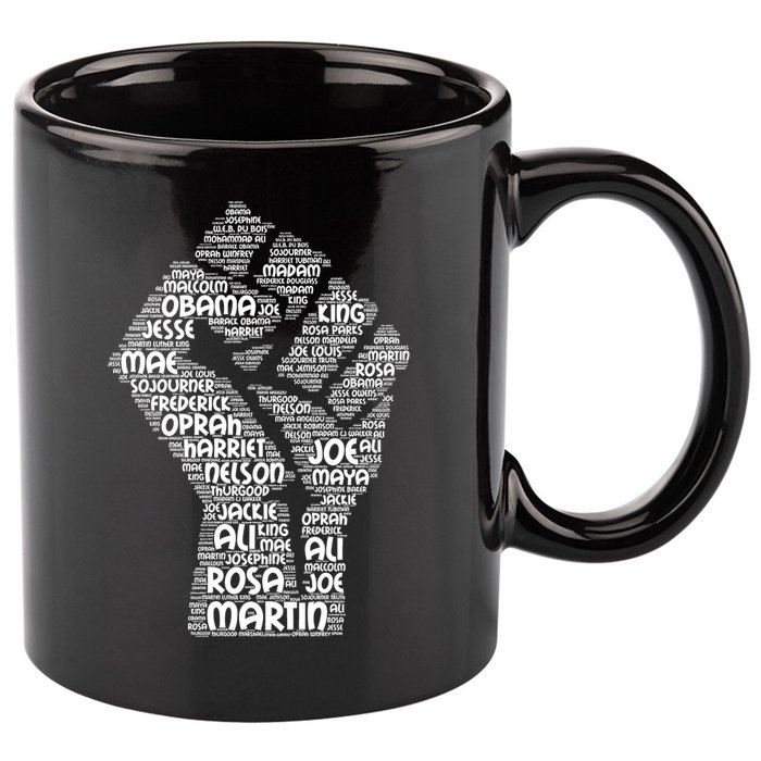 Black History Fist Of Names Tribute  11oz C Handle Ceramic Mug