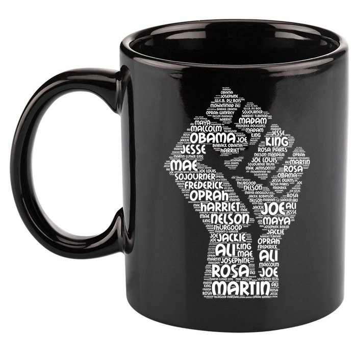 Black History Fist Of Names Tribute  11oz C Handle Ceramic Mug