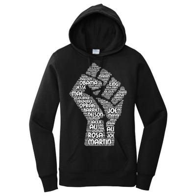 Black History Fist Of Names Tribute  Women's Pullover Hoodie