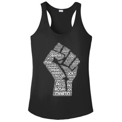 Black History Fist Of Names Tribute  Ladies PosiCharge Competitor Racerback Tank