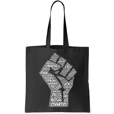 Black History Fist Of Names Tribute  Bag