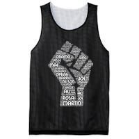 Black History Fist Of Names Tribute  Mesh Reversible Basketball Jersey Tank