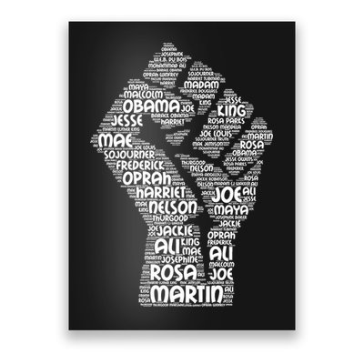 Black History Fist Of Names Tribute  Poster