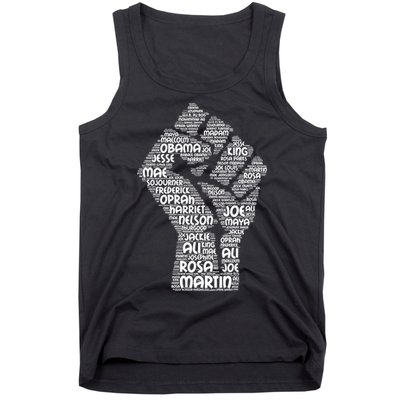 Black History Fist Of Names Tribute  Tank Top
