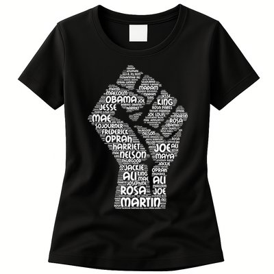 Black History Fist Of Names Tribute  Womens T-Shirt