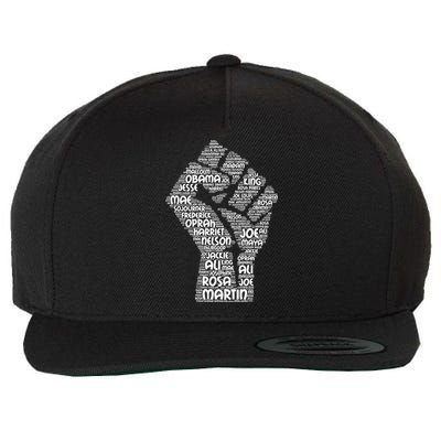 Black History Fist Of Names Tribute  Wool Snapback Cap