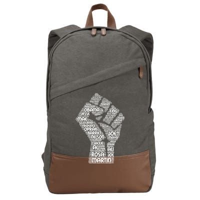 Black History Fist Of Names Tribute  Cotton Canvas Backpack