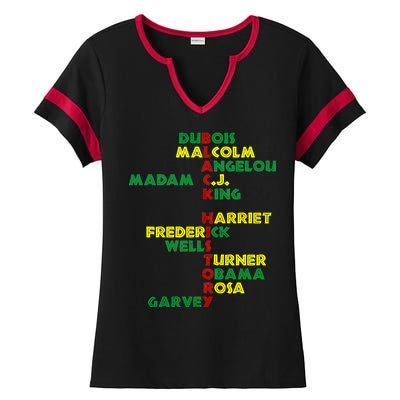 Black History Historic Leaders Proud American Ladies Halftime Notch Neck Tee