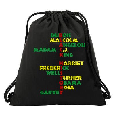 Black History Historic Leaders Proud American Drawstring Bag