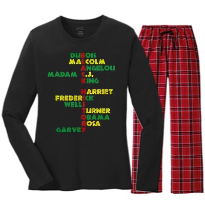 Black History Historic Leaders Proud American Women's Long Sleeve Flannel Pajama Set 