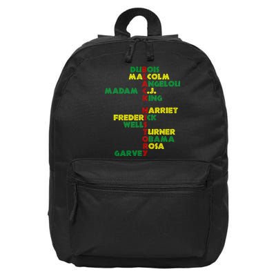 Black History Historic Leaders Proud American 16 in Basic Backpack