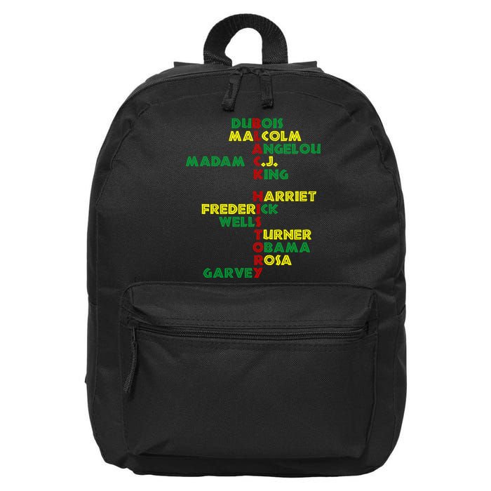 Black History Historic Leaders Proud American 16 in Basic Backpack