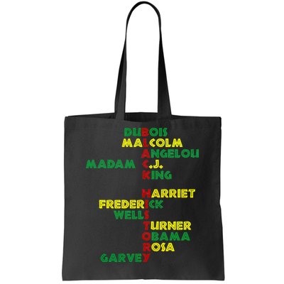 Black History Historic Leaders Proud American Tote Bag