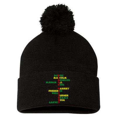 Black History Historic Leaders Proud American Pom Pom 12in Knit Beanie