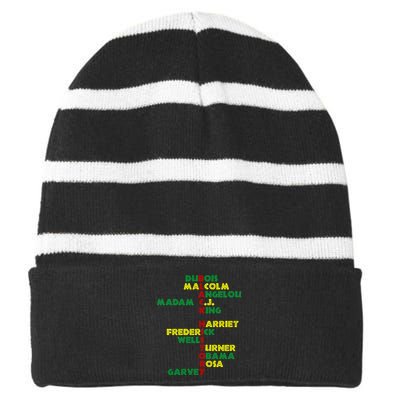 Black History Historic Leaders Proud American Striped Beanie with Solid Band