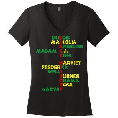 Black History Historic Leaders Proud American Women's V-Neck T-Shirt