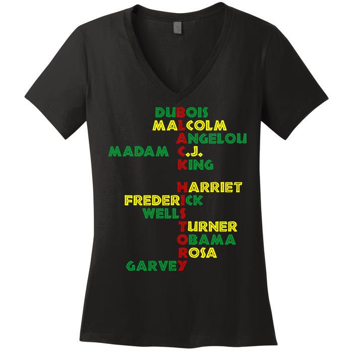 Black History Historic Leaders Proud American Women's V-Neck T-Shirt