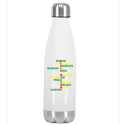 Black History Historic Leaders Proud American Stainless Steel Insulated Water Bottle