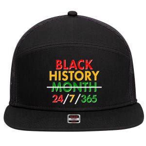 Black History Is 24/7/365 More Than A Month 7 Panel Mesh Trucker Snapback Hat