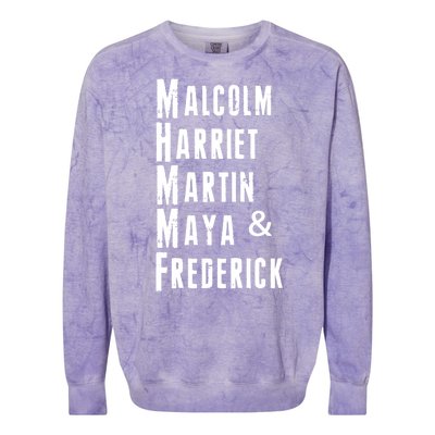 Black History Malcolm Harriet Martin Maya & Frederick  Colorblast Crewneck Sweatshirt