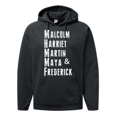 Black History Malcolm Harriet Martin Maya & Frederick  Performance Fleece Hoodie