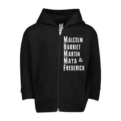 Black History Malcolm Harriet Martin Maya & Frederick  Toddler Zip Fleece Hoodie