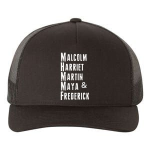 Black History Malcolm Harriet Martin Maya & Frederick  Yupoong Adult 5-Panel Trucker Hat