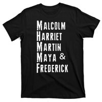 Black History Malcolm Harriet Martin Maya & Frederick  T-Shirt