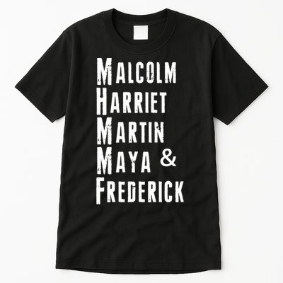 Black History Malcolm Harriet Martin Maya & Frederick  Tall T-Shirt