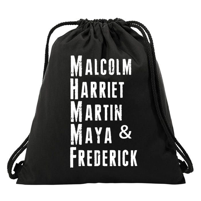 Black History Malcolm Harriet Martin Maya & Frederick  Drawstring Bag