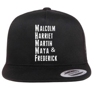 Black History Malcolm Harriet Martin Maya & Frederick  Flat Bill Trucker Hat