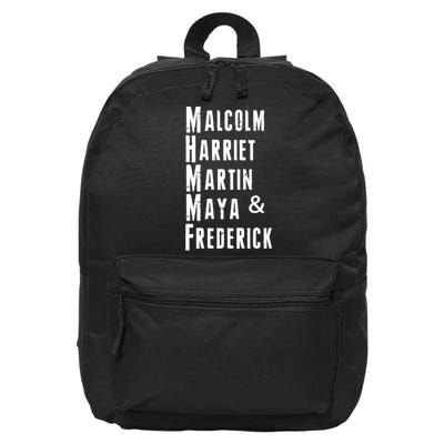 Black History Malcolm Harriet Martin Maya & Frederick  16 in Basic Backpack