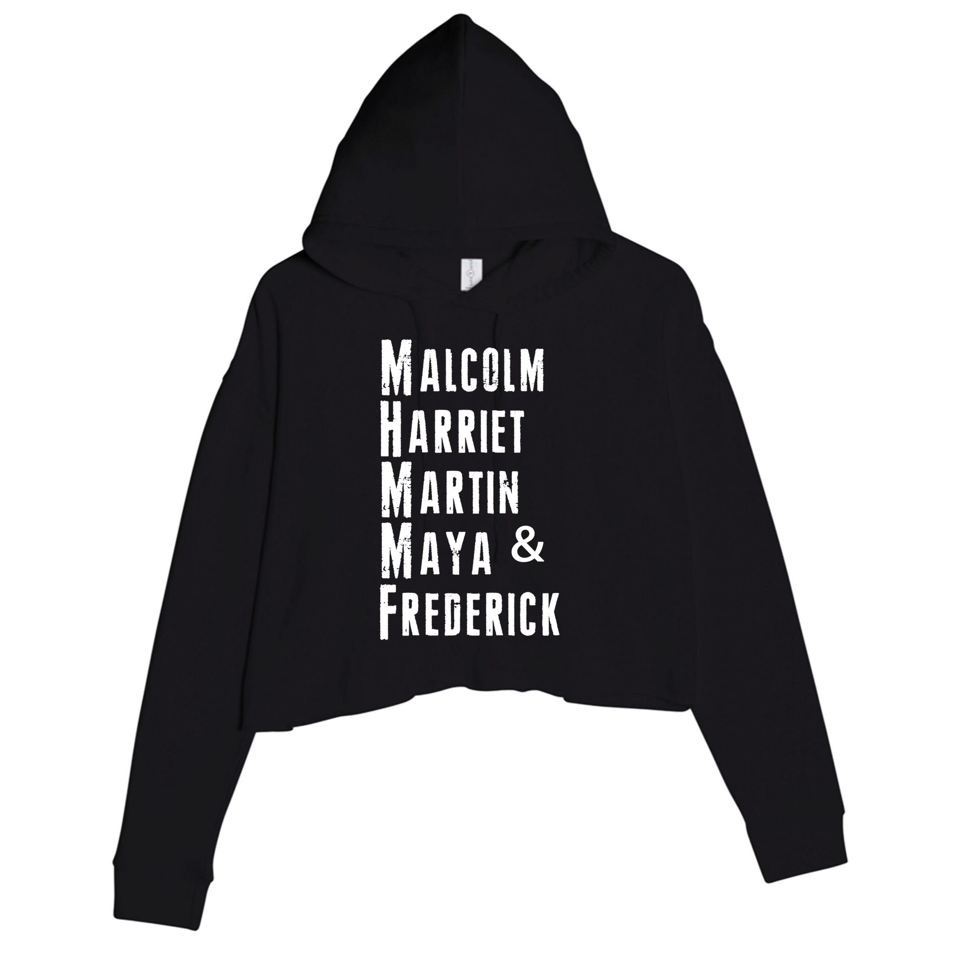 Black History Malcolm Harriet Martin Maya & Frederick  Crop Fleece Hoodie