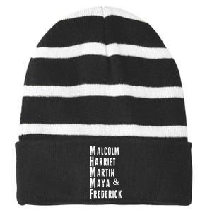 Black History Malcolm Harriet Martin Maya & Frederick  Striped Beanie with Solid Band