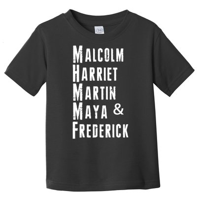 Black History Malcolm Harriet Martin Maya & Frederick  Toddler T-Shirt