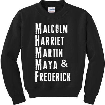 Black History Malcolm Harriet Martin Maya & Frederick  Kids Sweatshirt