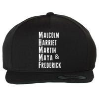 Black History Malcolm Harriet Martin Maya & Frederick  Wool Snapback Cap